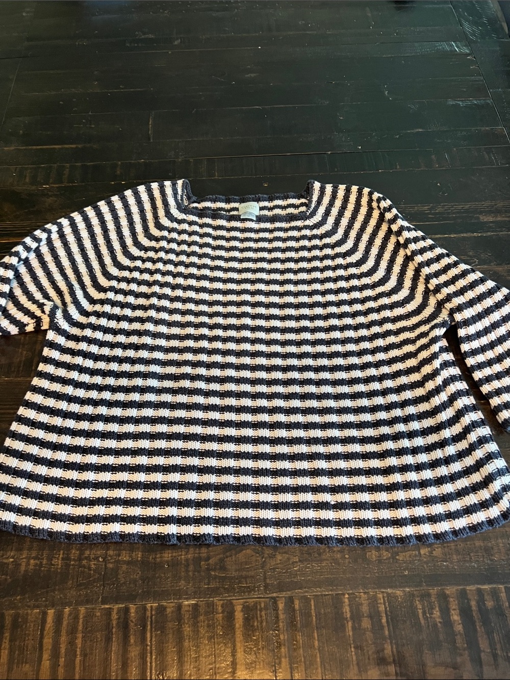 Garnet Hill navy  and White Striped Crewneck Sweater cotton nautical women’s XL